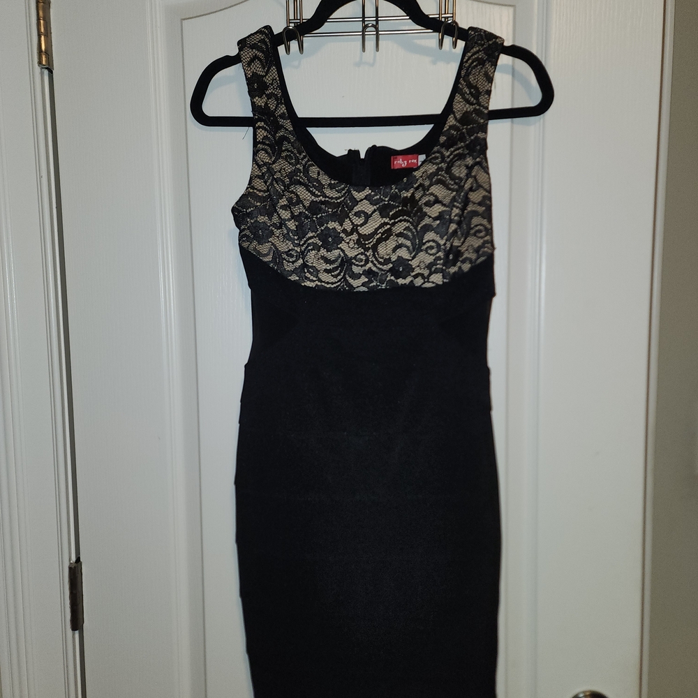 Ruby Rox Black and Cream Lace Dress